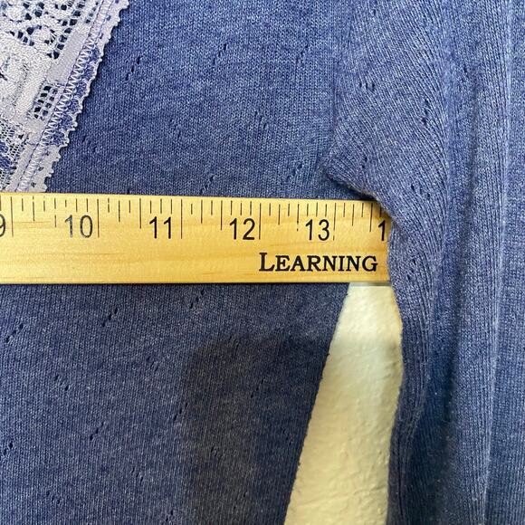 Y2K Anonymous Purple Lace Trim Velvet Button Cardigan Lightweight Fairy - Picture 7 of 8